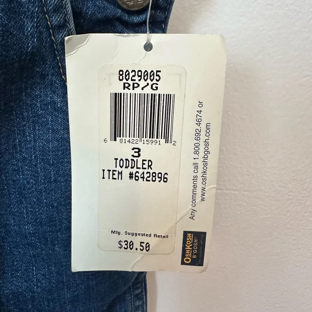 Oshkosh B’gosh‎ Vintage Bubble Denim Overalls 3T Vestback Pre-2003 Pink Logo